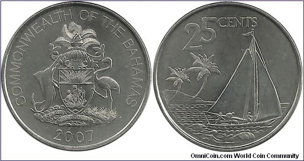 Bahamas 25 Cents 2007