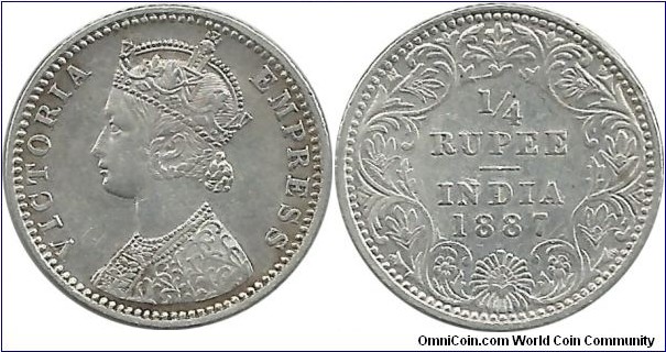 India-British ¼ Rupee 1887B