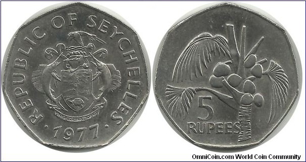 Seychelles 5 Rupees 1977