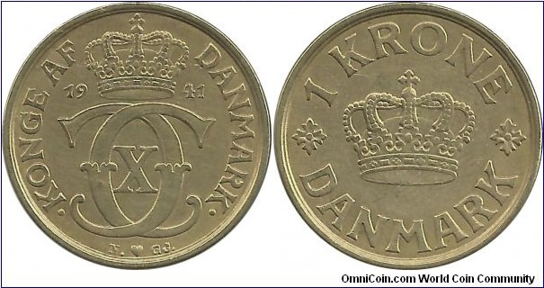 Denmark 1 Krone 1941-Christian X