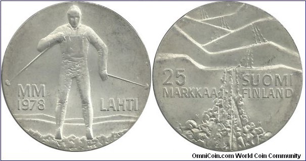 Finland 25 Markkaa 1978 - Winter Olympics in Lahti (26.30 g / .500 Ag)