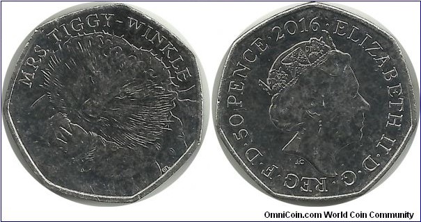 U.Kingdom 50 Pence 2016 - Mrs Tiggy-Winkle