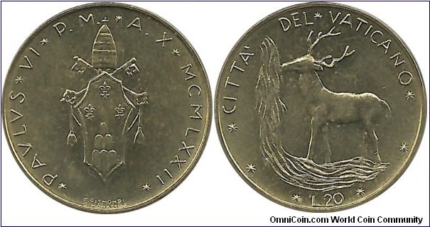 Vatican 20 Lire 1972