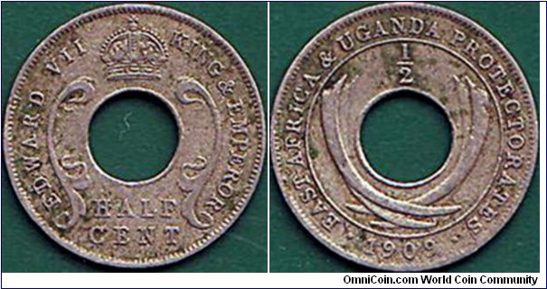 East Africa & Uganda Protectorates 1909 1/2 Cent.