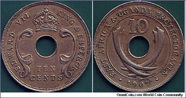 East Africa & Uganda Protectorates 1907 10 Cents.