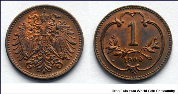 Austro Hungarian Monarchy 1 heller.
1900