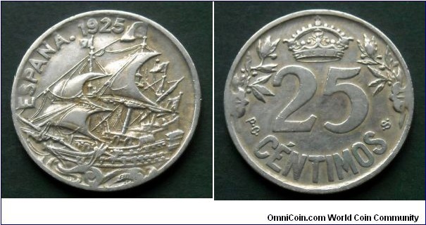 Spain 25 centimos.
1925