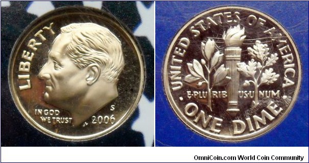 Roosevelt dime from 2006 (S) Proof set.