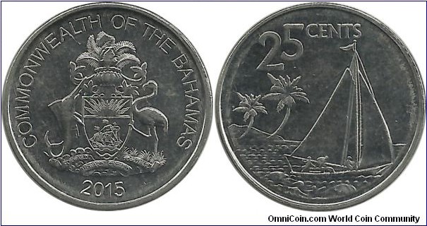 Bahamas 25 Cents 2015
