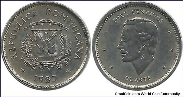 DominicanRepublic 10 Centavos 1987