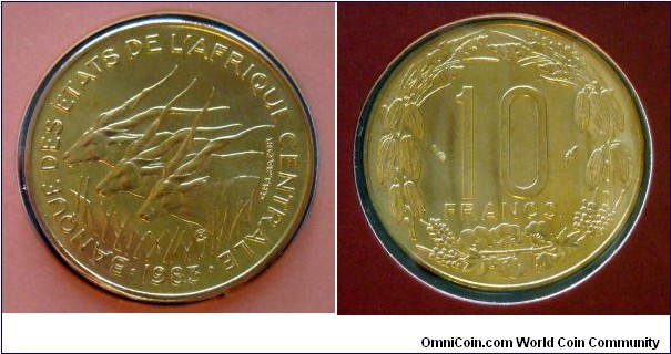 Central African States    10 francs.
1983