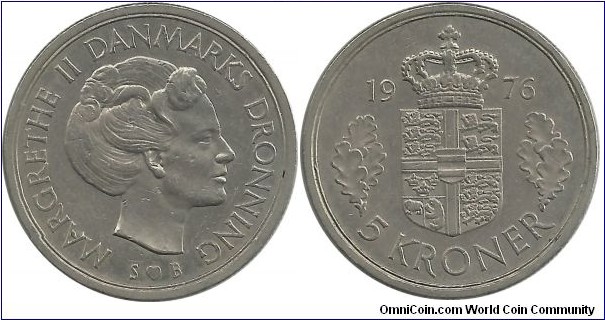 Denmark 5 Kroner 1976