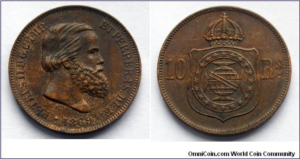 Brazil 10 reis.
1869, Pedro II Emperor of Brazil