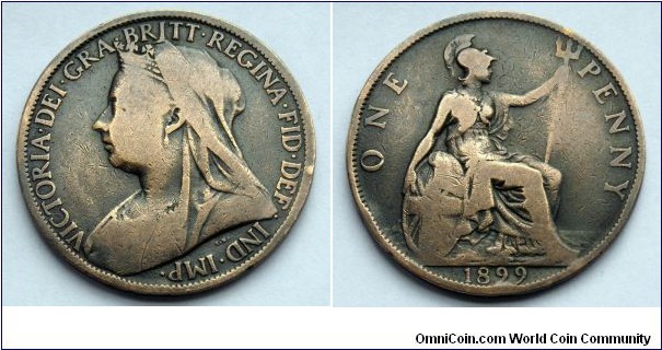 1 penny.
1899, Queen Victoria