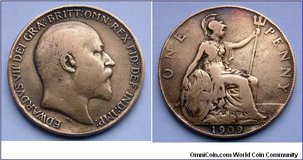 1 penny.
1909, King Edward VII