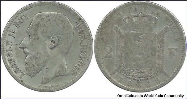 Belgium 2 Francs 1868(Fr)