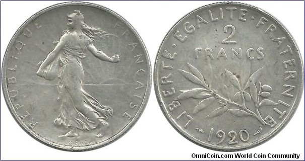 France 2 Francs 1920