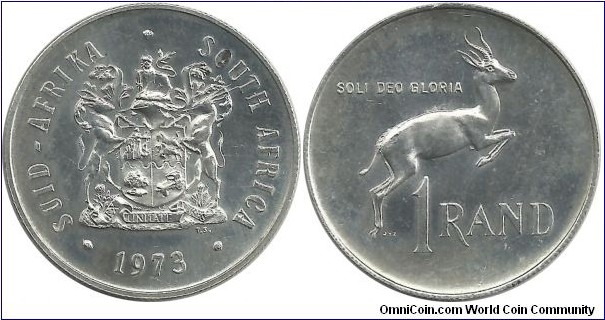SouthAfrica 1 Rand 1973-Bilingual, Silver