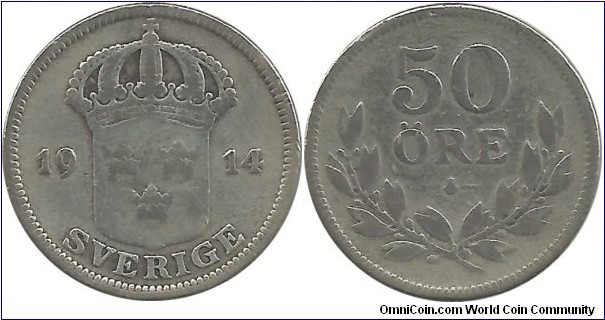 Sweden 50 Öre 1914 (I clean this coin)