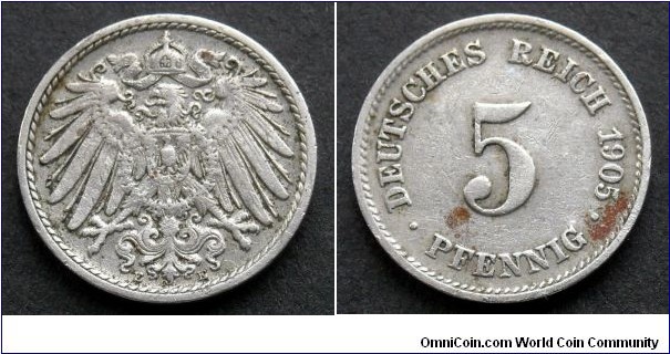 German Empire 5 pfennig.
1905 (E)