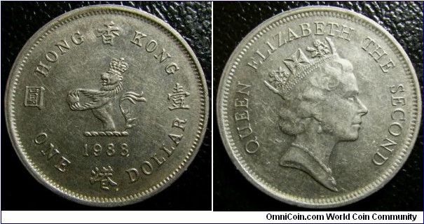 Hong Kong 1988 1 dollar. Weight: 7.08g