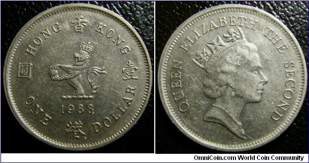 Hong Kong 1988 1 dollar. Weight: 7.08g