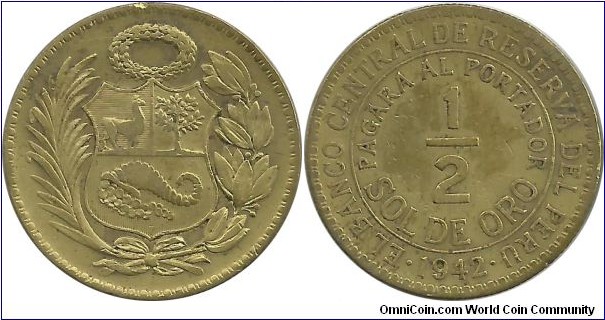 Peru ½ Sol de Oro 1942