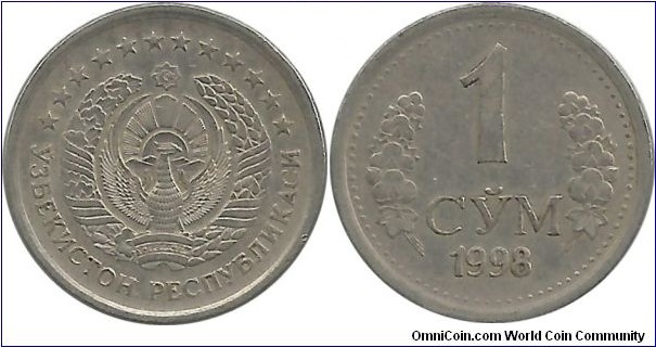 Uzbekistan 1 Som 1998 (very Rare coin)
