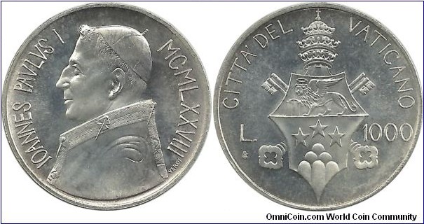 Vatican 1000 Lire 1978 - Pope: Jean Paul I (26.08 - 28.09 1978) 33 days reign