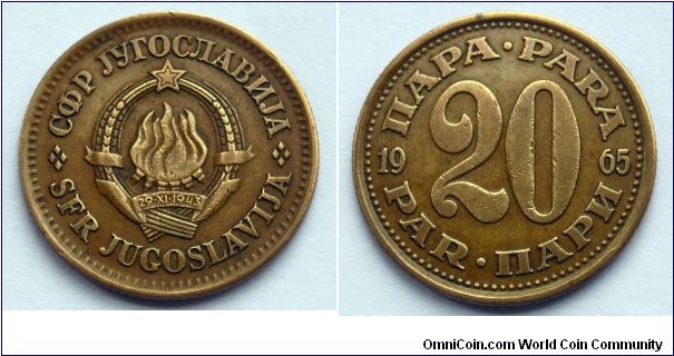 Yugoslavia 20 para.
1965