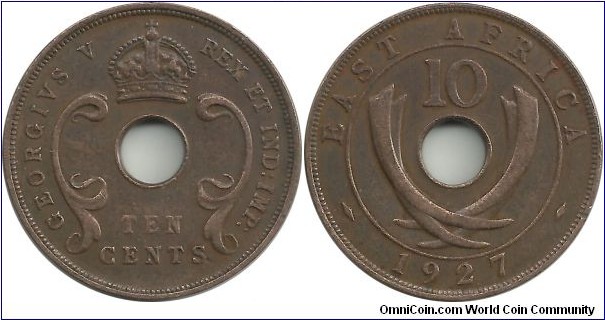 BEastAfrica 10 Cents 1927