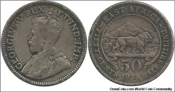 BEastAfrica 50 Cents-½ Shilling 1923