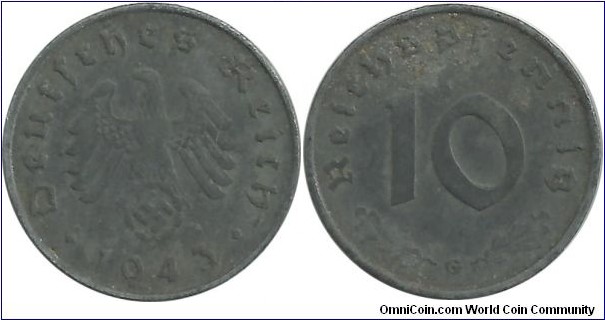 Germany-Nazi 10 Reichspfennig 1943G