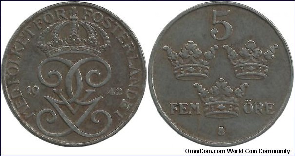 Sweden 5 Öre 1942