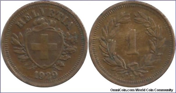 Switzerland 1 Rappen 1929B