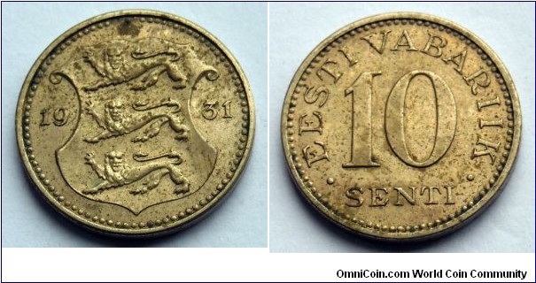 Estonia 10 senti.
1931