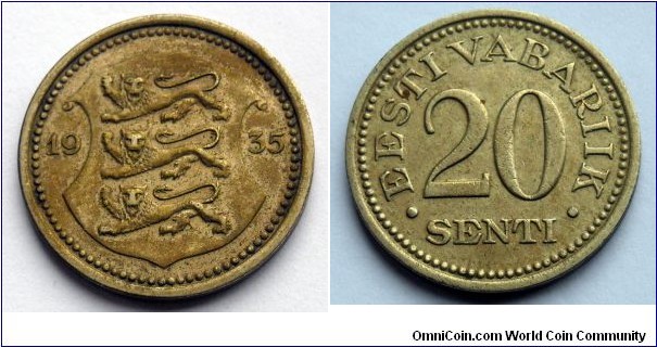 Estonia 20 senti.
1935
