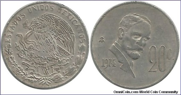 Mexico 20 Centavos 1974 (I clean this coin)