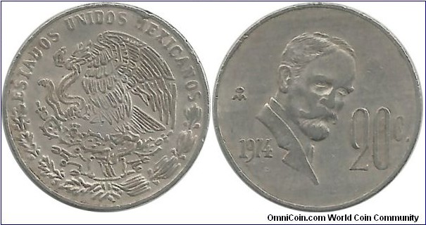 Mexico 20 Centavos 1974 (I clean this coin)