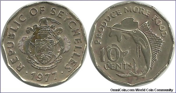 Seychelles 10 Cents 1977 FAO (I clean this coin)