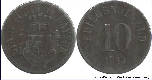 Germany-Kriegsnotgeld 10 Pfennig 1917 Stadt Fürth (Bayern)