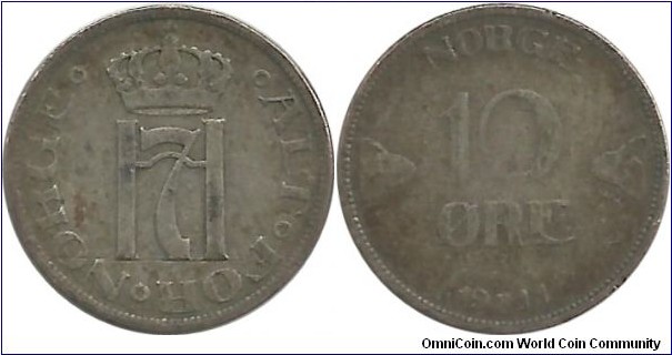 Norway 10 Øre 1911