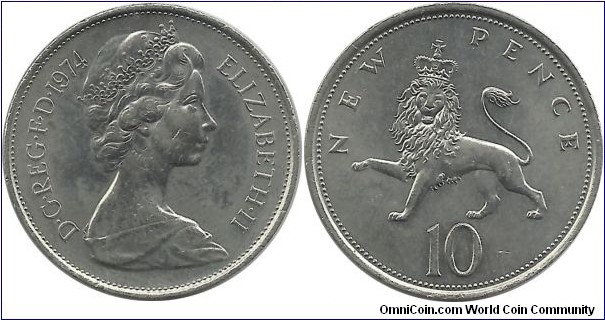 U.Kingdom 10 New Pence 1974