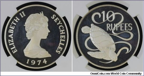 Seychelles 10 Rupees 1974 KM#20a PF63UC