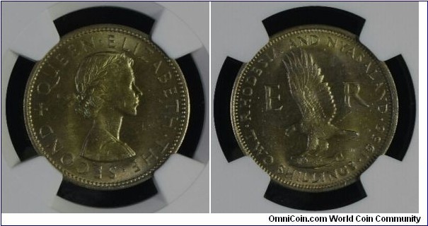 Rhodesia & Nyasaland 2 Shillings 1956 KM#6 Ms64