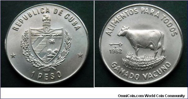 Cuba 1 peso. 1982, F.A.O. Mintage: 5684 pieces.