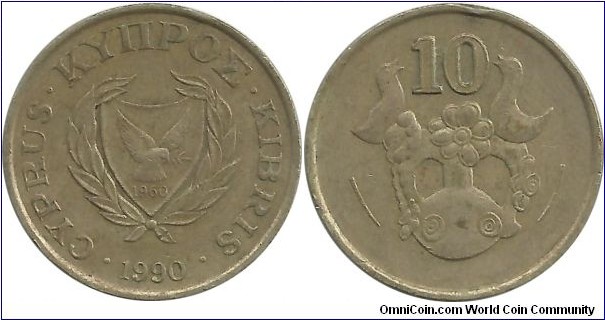 Cyprus-Republic 10 Cents 1990