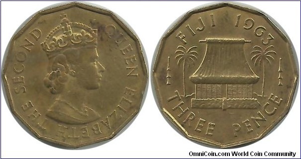 Fiji 3 Pence 1963