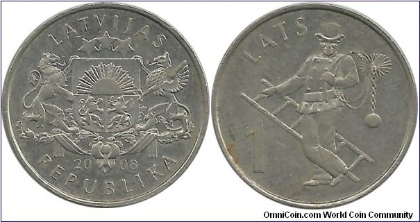 Latvia 1 Lats 2008