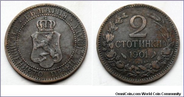 Bulgaria 2 stotinki.
1901, Paris Mint.